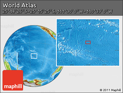 Physical Location Map of the Area around 25° 31' 56" S, 141° 1' 30" W