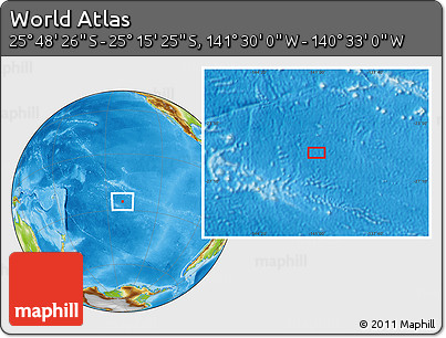 Physical Location Map of the Area around 25° 31' 56" S, 141° 1' 30" W