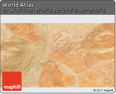 Satellite 3D Map of the Area around 25° 31' 56" S, 142° 52' 30" E
