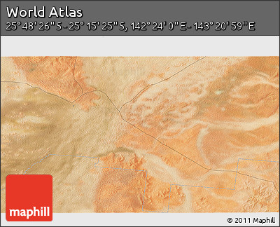 Satellite 3D Map of the Area around 25° 31' 56" S, 142° 52' 30" E