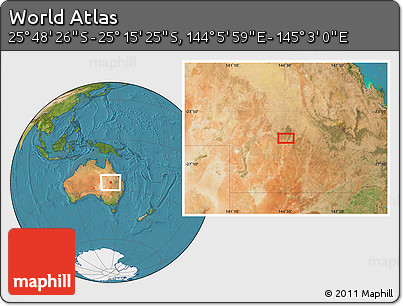 Satellite Location Map of the Area around 25° 31' 56" S, 144° 34' 29" E