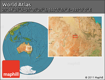 Satellite Location Map of the Area around 25° 31' 56" S, 144° 34' 29" E