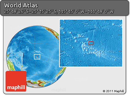 Physical Location Map of the Area around 25° 31' 56" S, 145° 16' 30" W