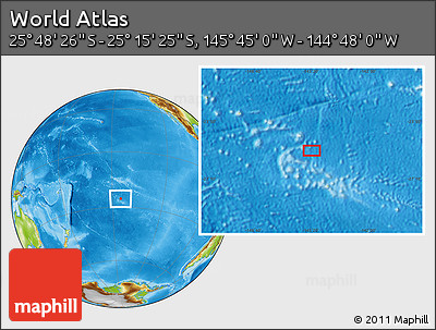 Physical Location Map of the Area around 25° 31' 56" S, 145° 16' 30" W