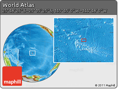Physical Location Map of the Area around 25° 31' 56" S, 145° 16' 30" W