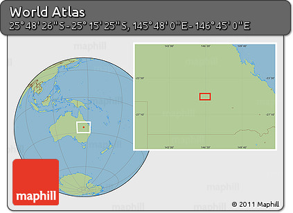 Savanna Style Location Map of the Area around 25° 31' 56" S, 146° 16' 30" E