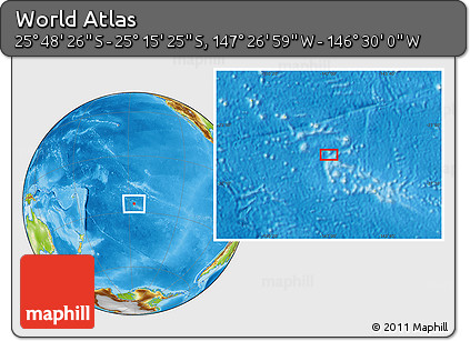 Physical Location Map of the Area around 25° 31' 56" S, 146° 58' 29" W