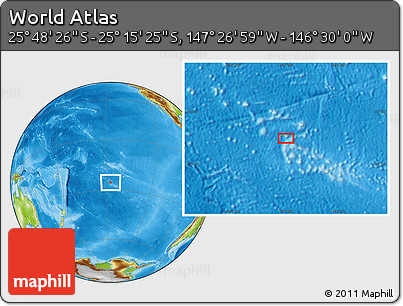 Physical Location Map of the Area around 25° 31' 56" S, 146° 58' 29" W