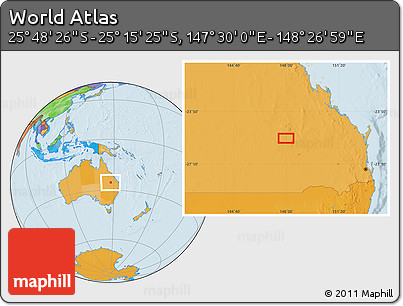 Political Location Map of the Area around 25° 31' 56" S, 147° 58' 29" E