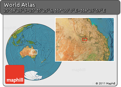 Satellite Location Map of the Area around 25° 31' 56" S, 147° 58' 29" E