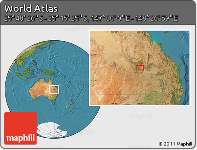 Satellite Location Map of the Area around 25° 31' 56" S, 147° 58' 29" E