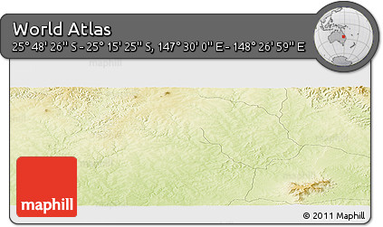 Physical Panoramic Map of the Area around 25° 31' 56" S, 147° 58' 29" E