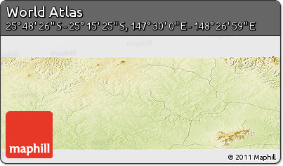 Physical Panoramic Map of the Area around 25° 31' 56" S, 147° 58' 29" E