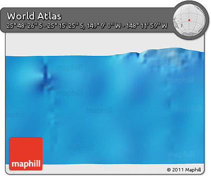 Physical 3D Map of the Area around 25° 31' 56" S, 148° 40' 30" W
