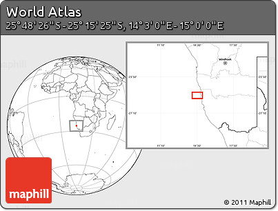 Blank Location Map of the Area around 25° 31' 56" S, 14° 31' 30" E