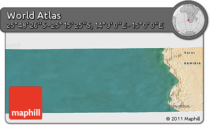 Satellite Panoramic Map of the Area around 25° 31' 56" S, 14° 31' 30" E