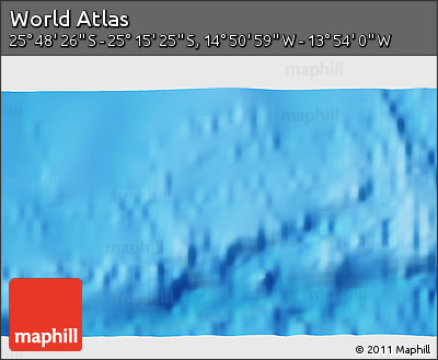Physical 3D Map of the Area around 25° 31' 56" S, 14° 22' 30" W