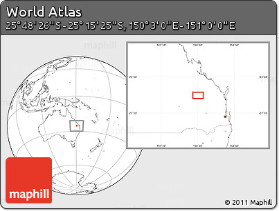 Blank Location Map of the Area around 25° 31' 56" S, 150° 31' 30" E