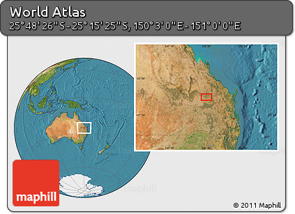 Satellite Location Map of the Area around 25° 31' 56" S, 150° 31' 30" E