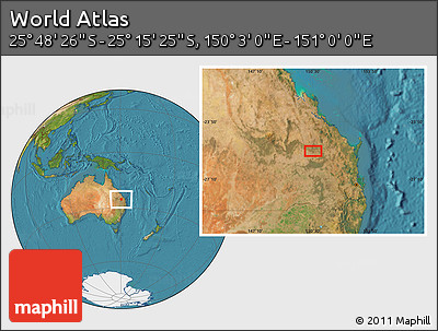 Satellite Location Map of the Area around 25° 31' 56" S, 150° 31' 30" E
