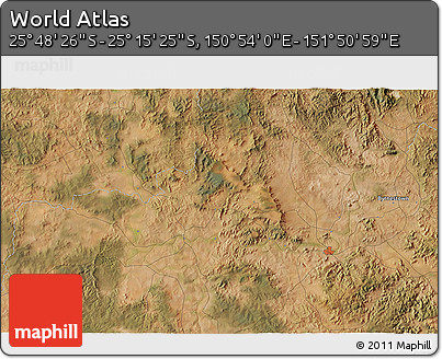 Satellite 3D Map of the Area around 25° 31' 56" S, 151° 22' 30" E