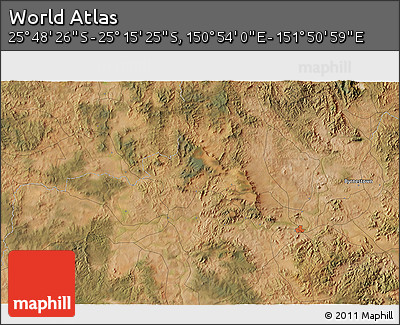 Satellite 3D Map of the Area around 25° 31' 56" S, 151° 22' 30" E
