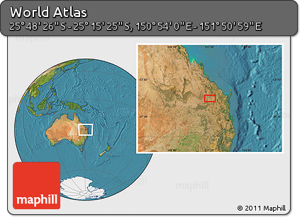 Satellite Location Map of the Area around 25° 31' 56" S, 151° 22' 30" E