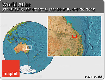 Satellite Location Map of the Area around 25° 31' 56" S, 151° 22' 30" E
