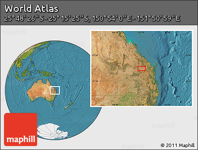 Satellite Location Map of the Area around 25° 31' 56" S, 151° 22' 30" E