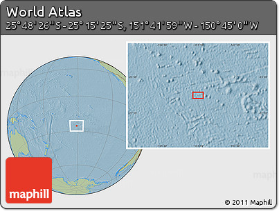 Savanna Style Location Map of the Area around 25° 31' 56" S, 151° 13' 29" W, hill shading