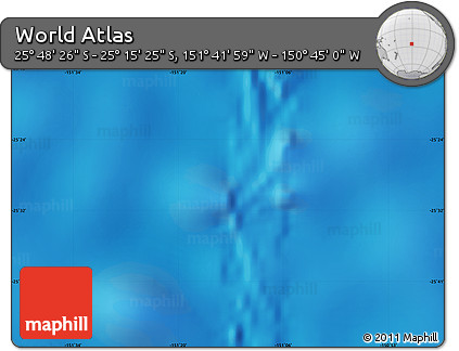 Shaded Relief Map of the Area around 25° 31' 56" S, 151° 13' 29" W