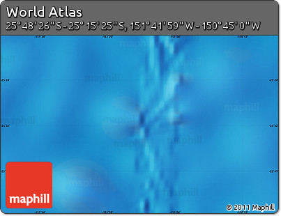 Shaded Relief Map of the Area around 25° 31' 56" S, 151° 13' 29" W