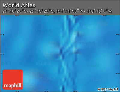 Shaded Relief Map of the Area around 25° 31' 56" S, 151° 13' 29" W