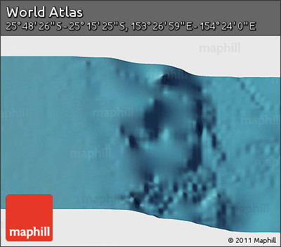 Satellite 3D Map of the Area around 25° 31' 56" S, 153° 55' 30" E