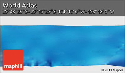Physical Panoramic Map of the Area around 25° 31' 56" S, 153° 46' 30" W
