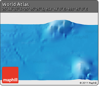 Shaded Relief 3D Map of the Area around 25° 31' 56" S, 154° 46' 30" E