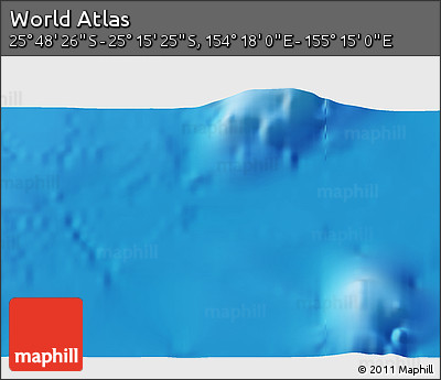 Shaded Relief 3D Map of the Area around 25° 31' 56" S, 154° 46' 30" E