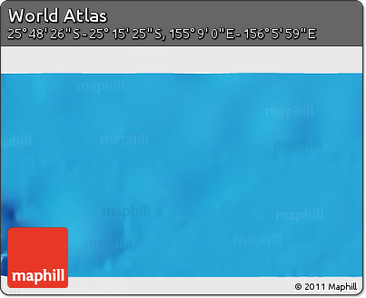 Shaded Relief 3D Map of the Area around 25° 31' 56" S, 155° 37' 30" E