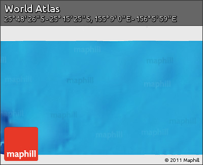 Shaded Relief 3D Map of the Area around 25° 31' 56" S, 155° 37' 30" E