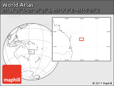 Blank Location Map of the Area around 25° 31' 56" S, 155° 37' 30" E