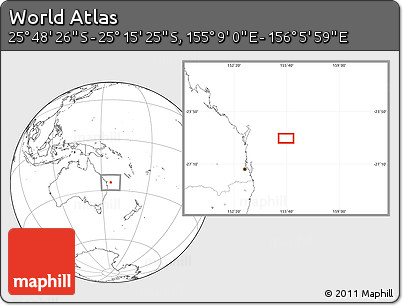 Blank Location Map of the Area around 25° 31' 56" S, 155° 37' 30" E