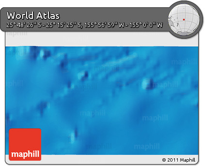 Physical 3D Map of the Area around 25° 31' 56" S, 155° 28' 29" W