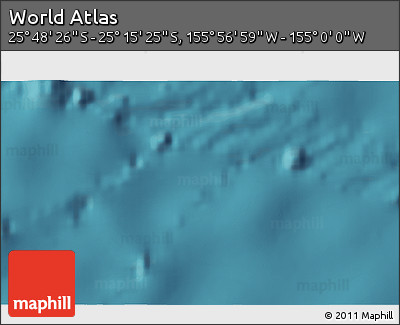 Satellite 3D Map of the Area around 25° 31' 56" S, 155° 28' 29" W