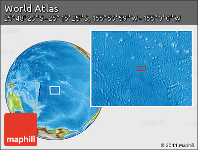 Physical Location Map of the Area around 25° 31' 56" S, 155° 28' 29" W