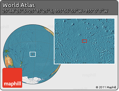Satellite Location Map of the Area around 25° 31' 56" S, 155° 28' 29" W