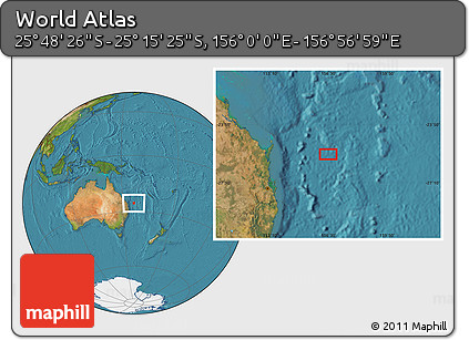 Satellite Location Map of the Area around 25° 31' 56" S, 156° 28' 29" E
