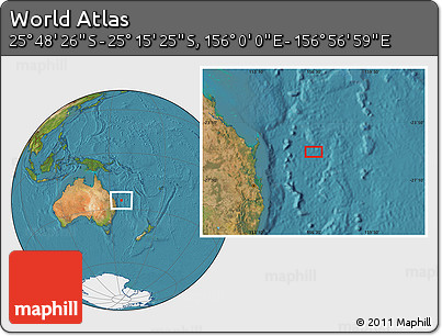 Satellite Location Map of the Area around 25° 31' 56" S, 156° 28' 29" E