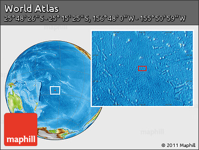 Physical Location Map of the Area around 25° 31' 56" S, 156° 19' 29" W