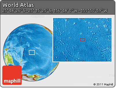 Physical Location Map of the Area around 25° 31' 56" S, 156° 19' 29" W