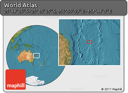 Satellite Location Map of the Area around 25° 31' 56" S, 157° 19' 29" E
